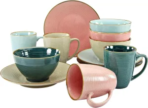 , series COSY MORNING, combination set 12 pieces, Stoneware