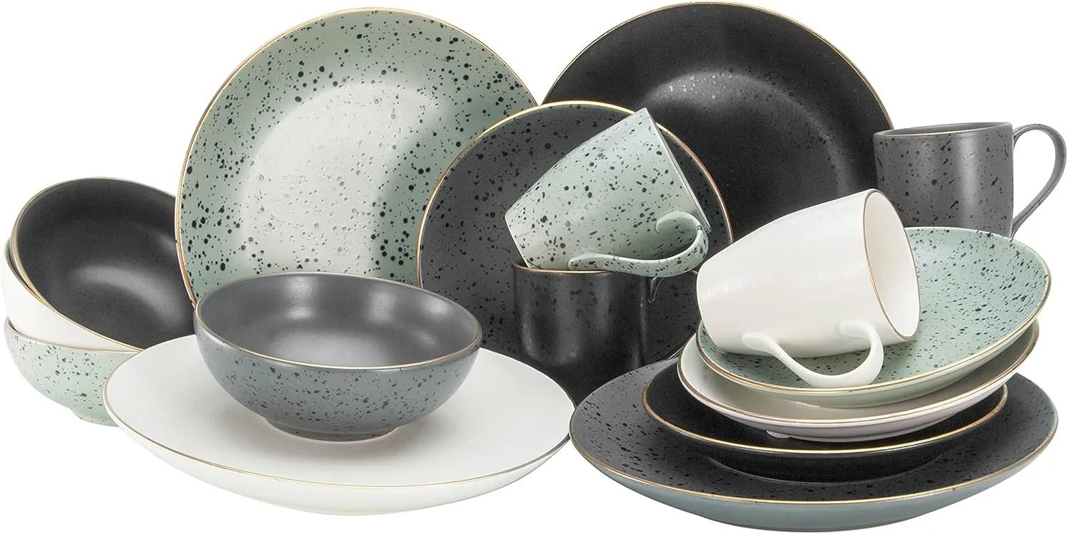 , series INDUSTRIAL GOLD, set of dishes, combination service 16 pieces, Stoneware