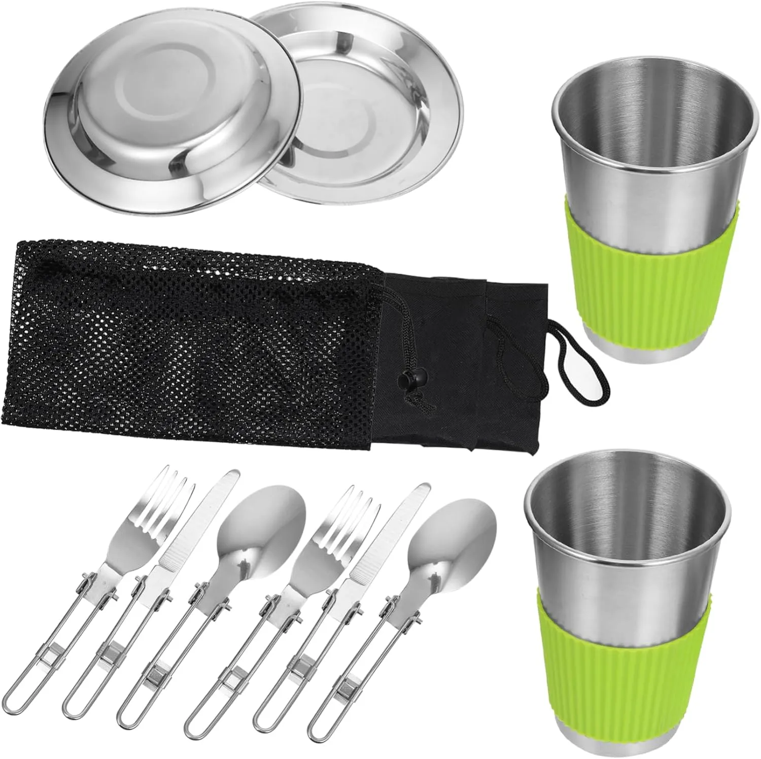 1 Set Stainless Steel Outdoor Utensil Set Portable Camping Cutlery Kit for Picnics Hiking and Travel Durable Easy to Clean Tableware for Outdoor Dining