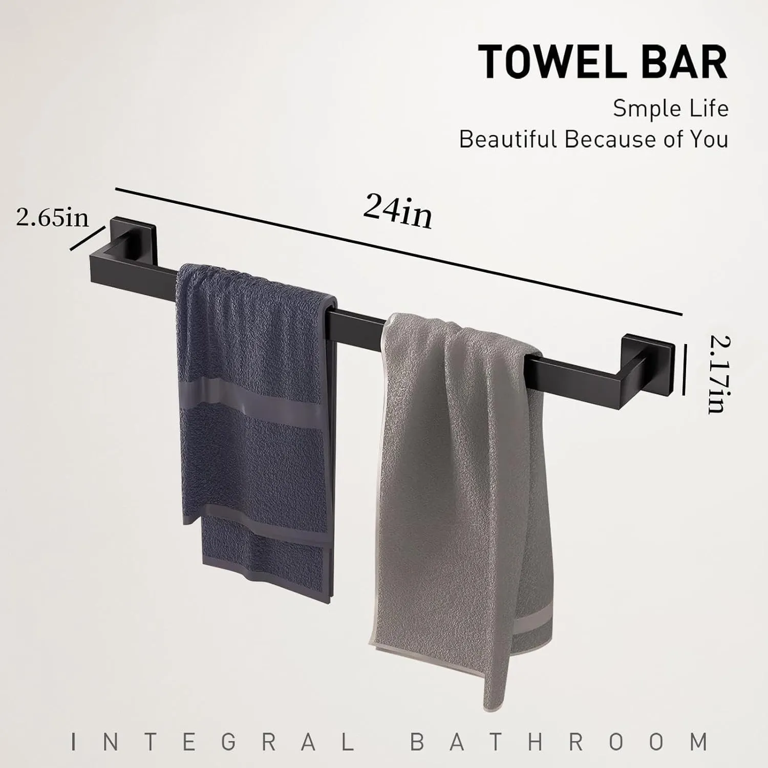 10-Pieces Matte Black Bathroom Accessories Set, Stainless Steel Bathroom Hardware Set, Towel Racks for Bathroom Wall Mounted 24 Inch Bath Towel Bar Set.