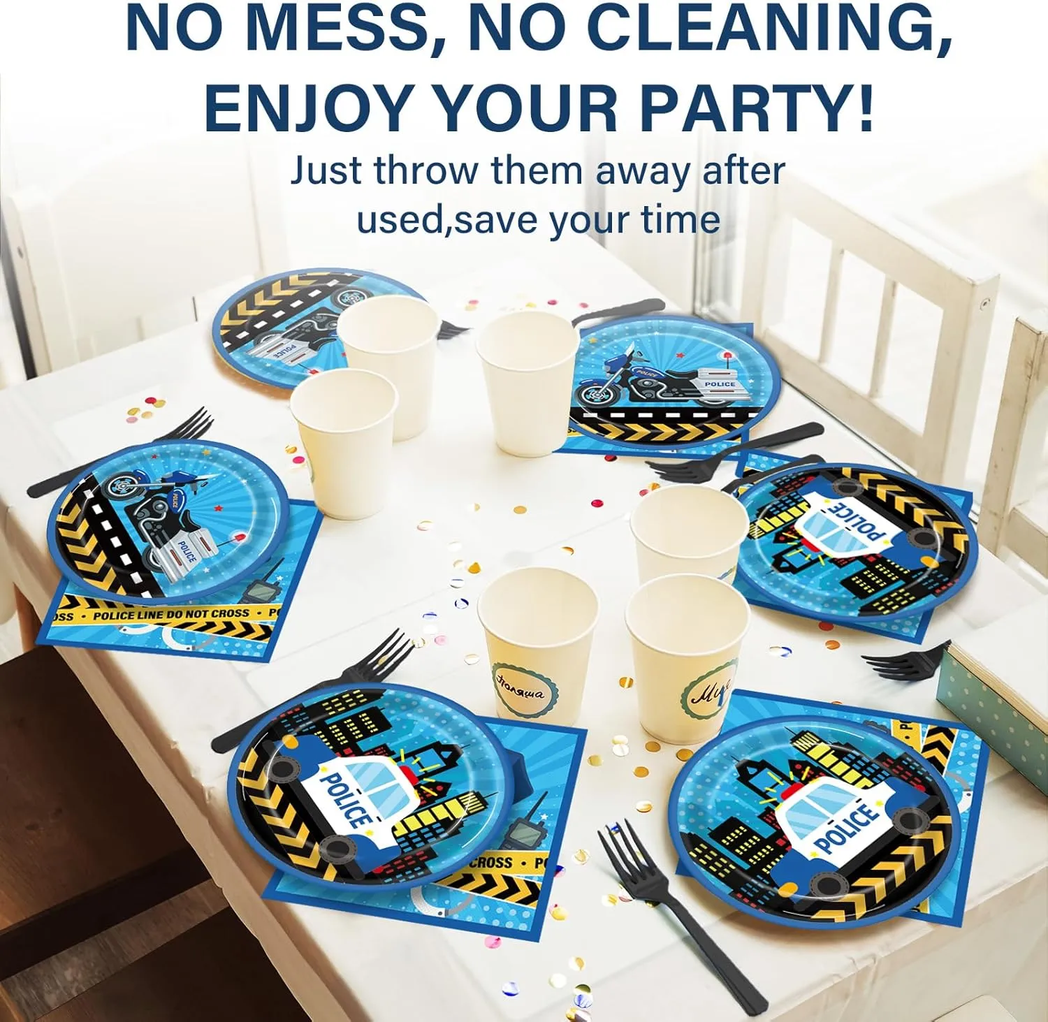 100 Pcs Police Party Plates and Napkins Party Supplies Police Birthday Party Tableware Set Police Officer and Car Party Decorations Favors for Police Theme Party Serves 25