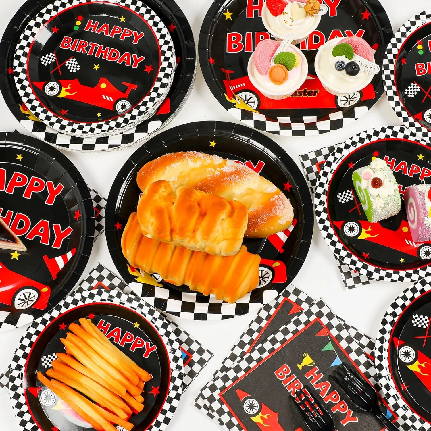 100 Pcs Race Car Party Plates and Napkins Set Racing Car Birthday Party Decorations Racing Party Supplies Race Car Tableware Racing Themed Party Favors for Boys Birthday Party Decorations Serves 25