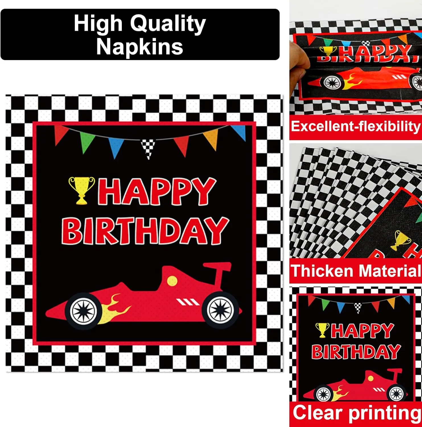 100 Pcs Race Car Party Plates and Napkins Set Racing Car Birthday Party Decorations Racing Party Supplies Race Car Tableware Racing Themed Party Favors for Boys Birthday Party Decorations Serves 25