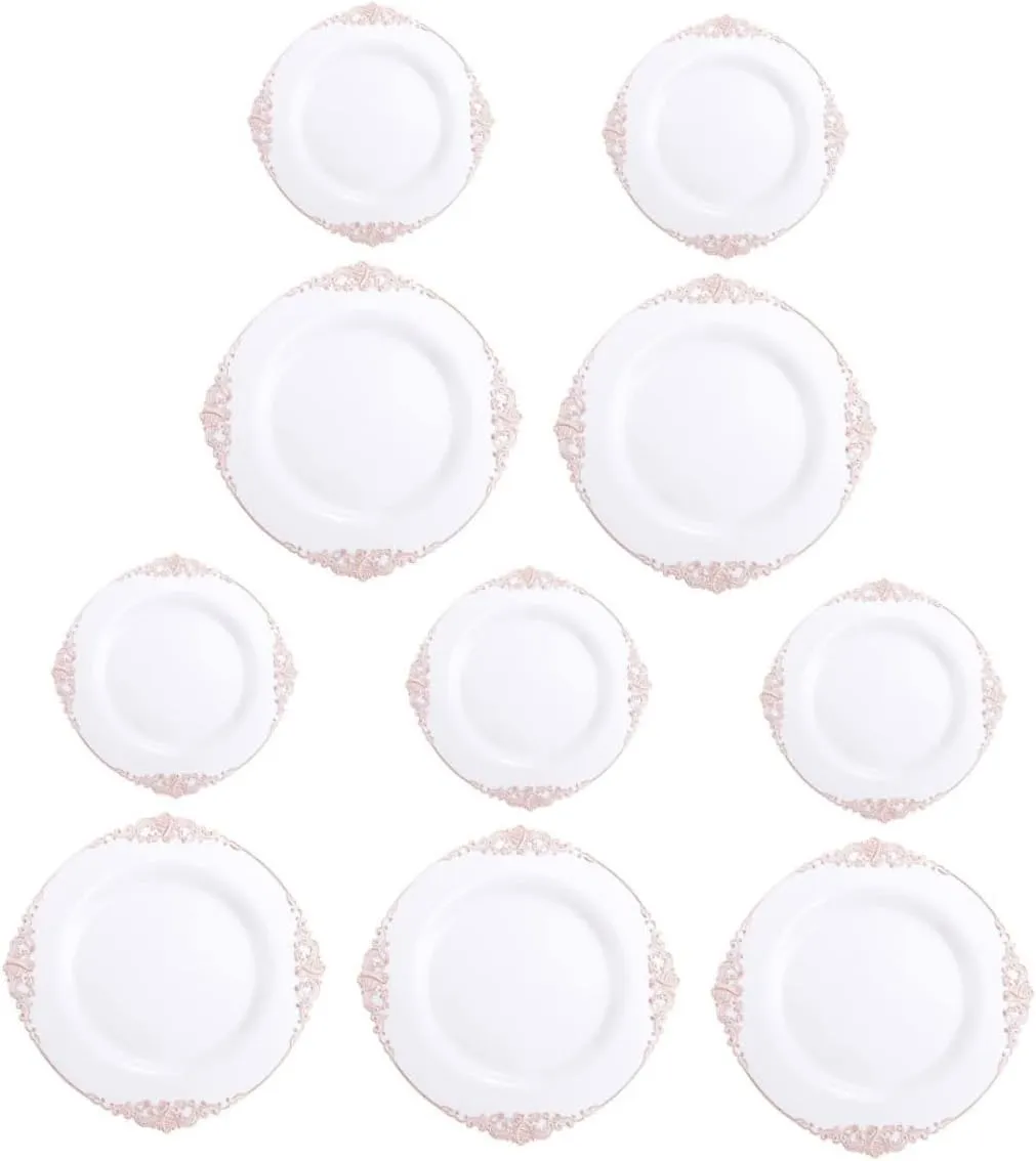 10pcs Durable Embossed Plastic Dinner Plate for Camping Rv Adventures and Outdoor Dining Elegant Design for Picnics Bbqs and Thanksgiving Celebrations