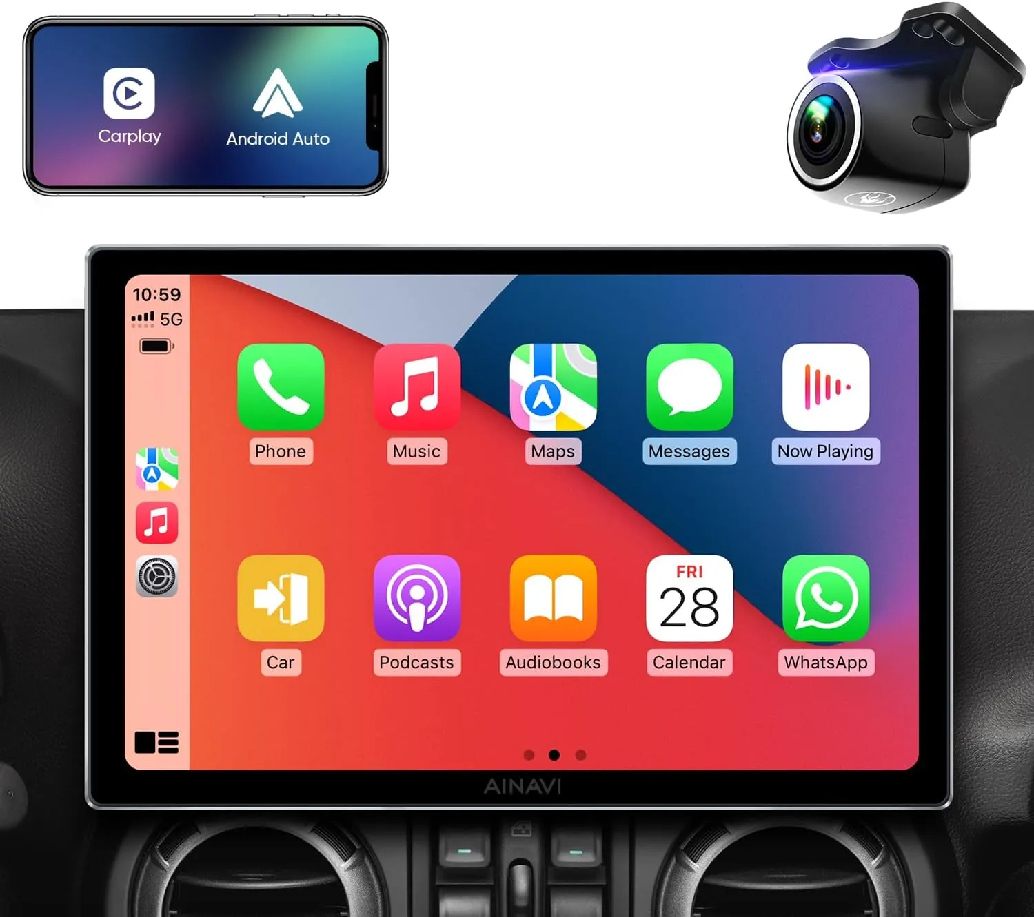 11.5 Inch 8core Car Radio Stereo Upgrade Replacement for Jeep Wrangler JK Compass Grand Cherokee Dodge ram with Android12/Carplay/android auto/5G WiFi/HD Touchscreen/GPS Navigation/HD Backup Camera