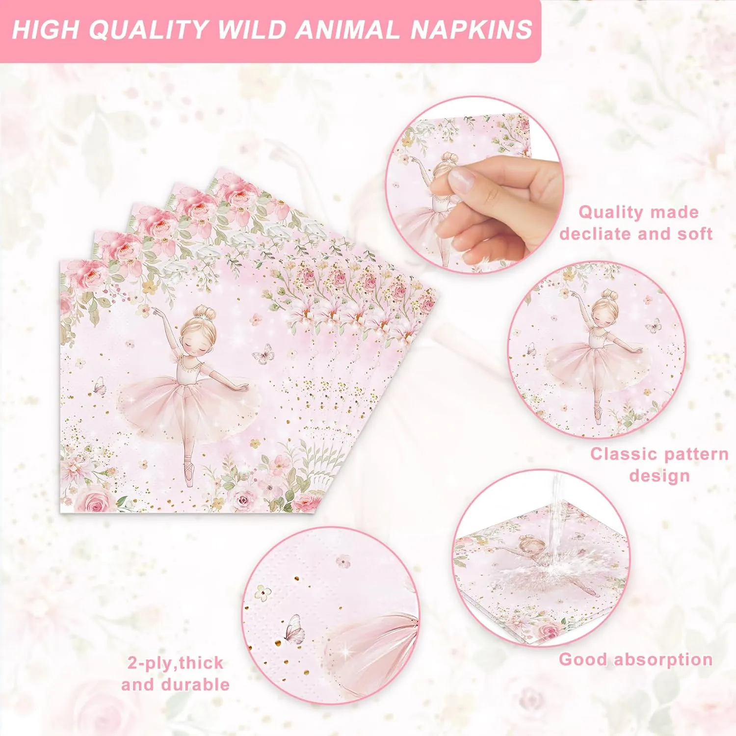 120PCS Ballerina Party Supplies for Girls Dancing Themed 1st 2nd Birthday Party Decorations Cute Pink Ballet Tutu Babyshower Tableware Set Paper Plates Napkins Cups Set for 20 Guests