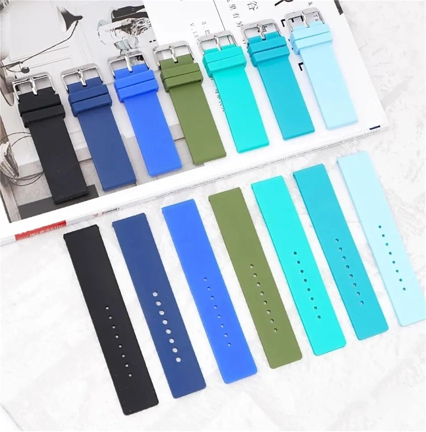 12mm 14mm 16mm 18mm 20mm 22mm 24mm Silicone Watch Band Universal Rubber Sport Waterproof Replacement Strap