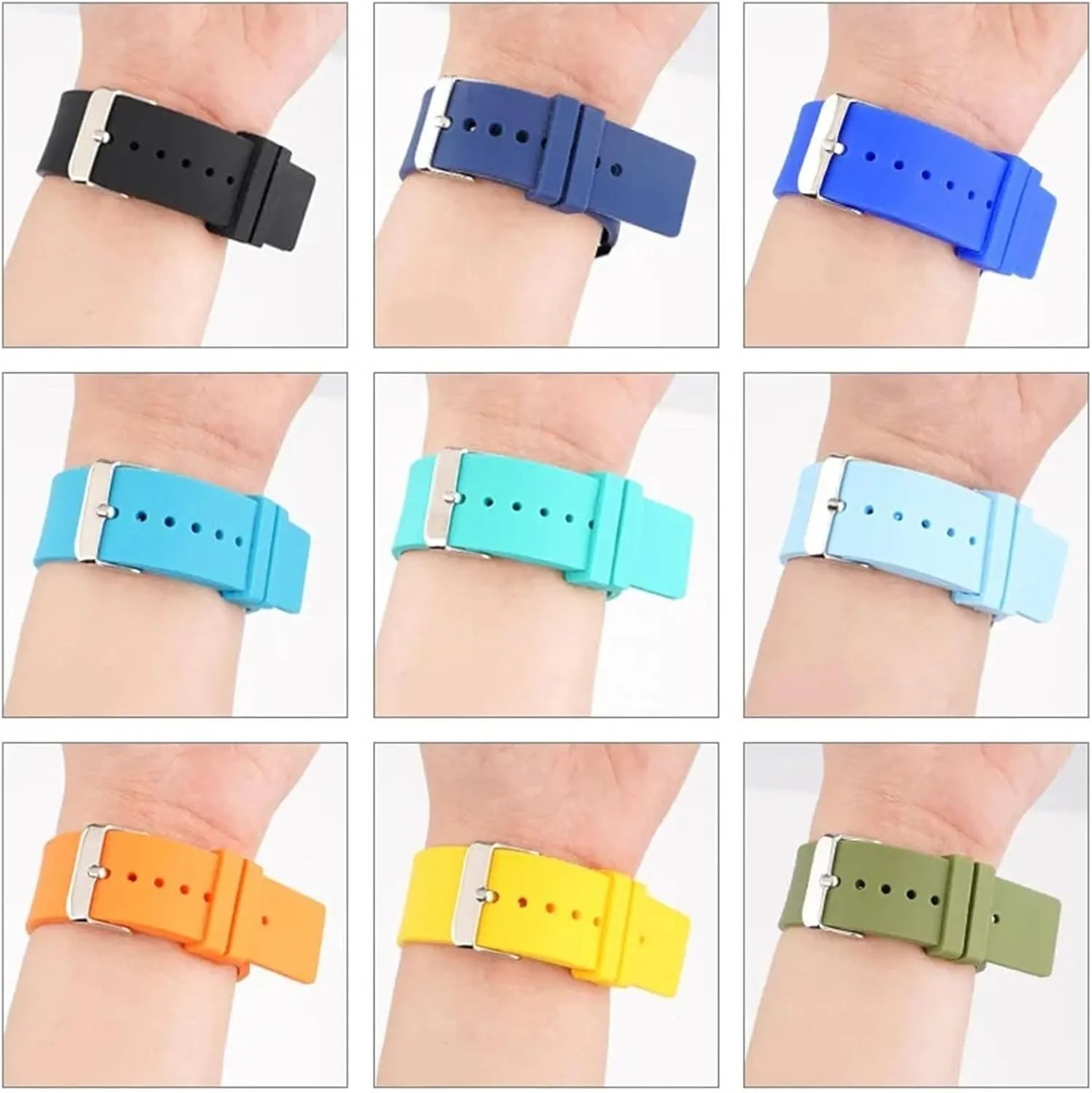 12mm 14mm 16mm 18mm 20mm 22mm 24mm Silicone Watch Band Universal Rubber Sport Waterproof Replacement Strap