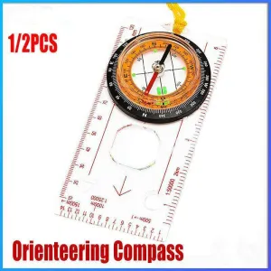 1/2X Orienteering Baseplate Compass Tactical Hiking Camping Tool