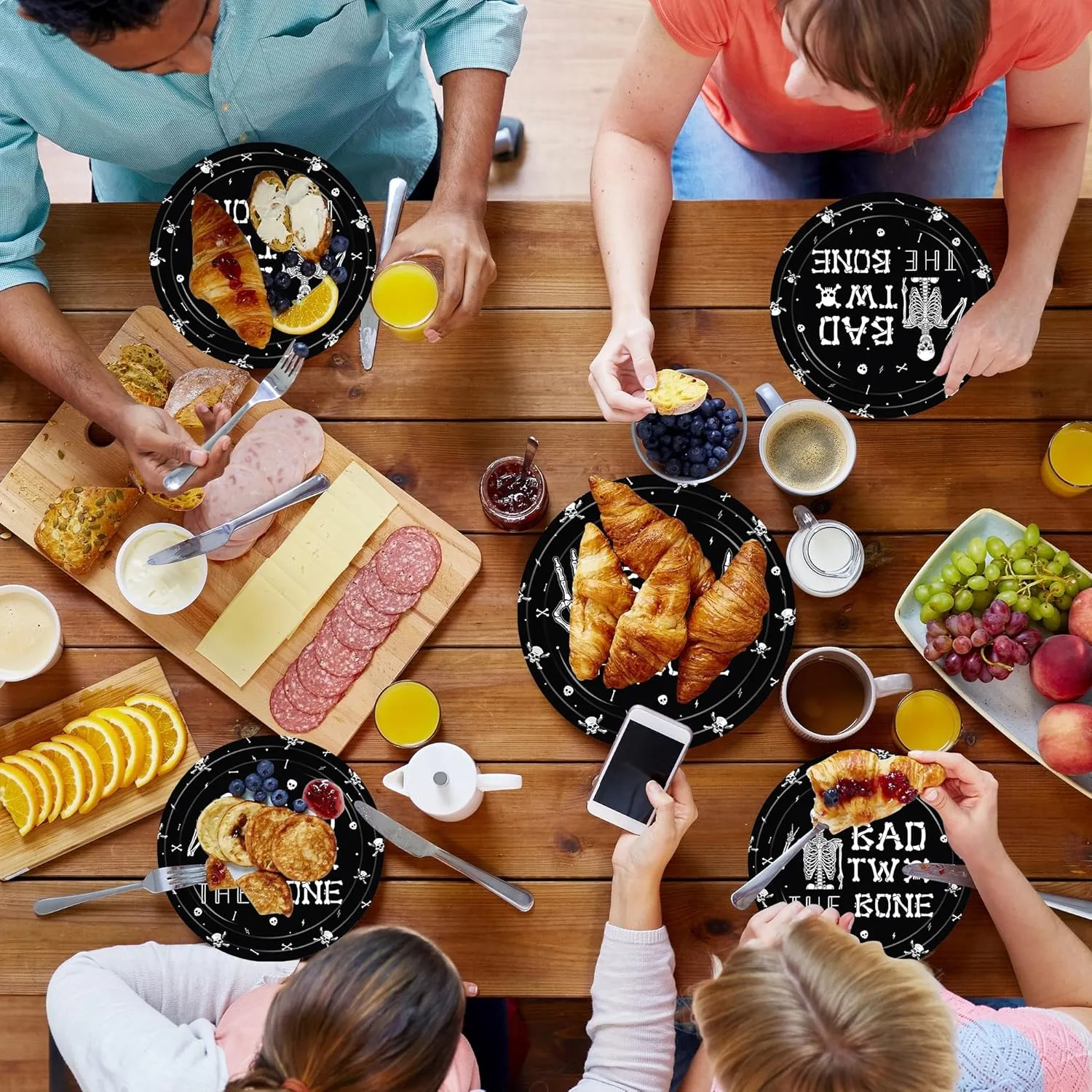 140PCS Bad Two The Bone Theme Party Decorations Boy Rock And Roll Birthday Tableware Include Plates,Napkins and Cups for Birthday Party Decorations