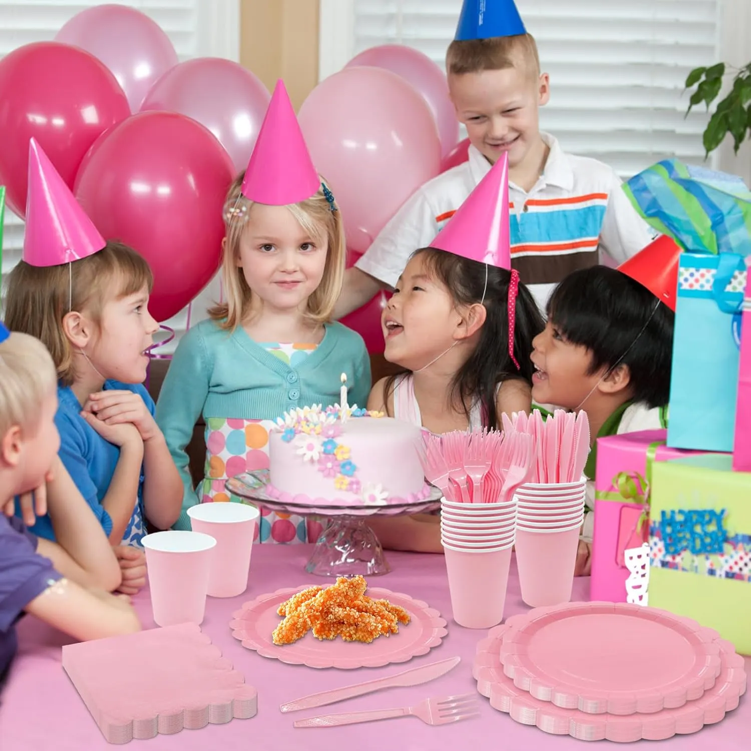 144Pcs Pink Birthday Party Supplies Pink Party Tableware Set Serve 24 Guests Includes Pink Dinner Plates Cups Napkins For Wedding Baby Shower Sweet Birthday Party Decorations