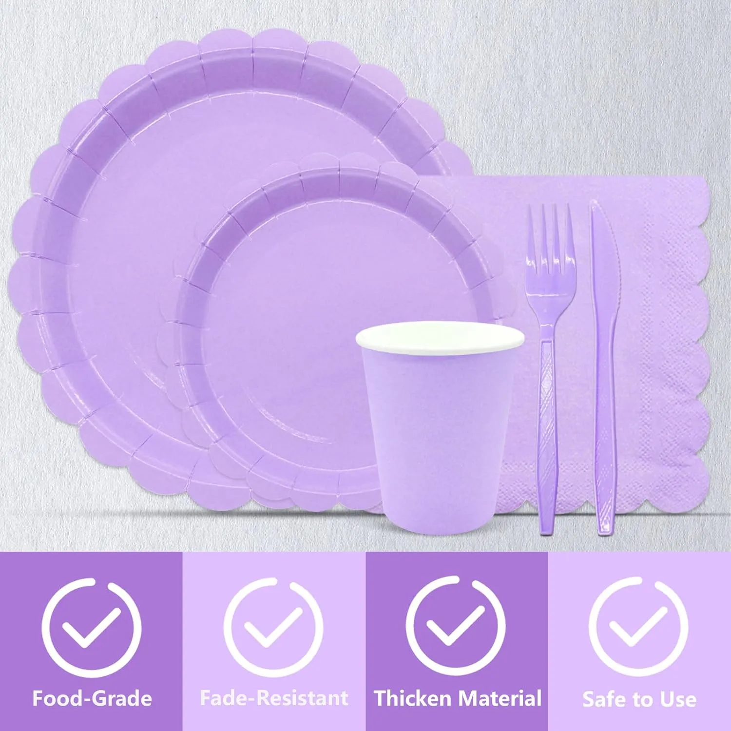 144Pcs Purple Party Supplies Purple Party Tableware Sets Serve 24 Guests Includes Paper Plates Cups Napkins For Wedding Baby Shower Birthday Party Decorations