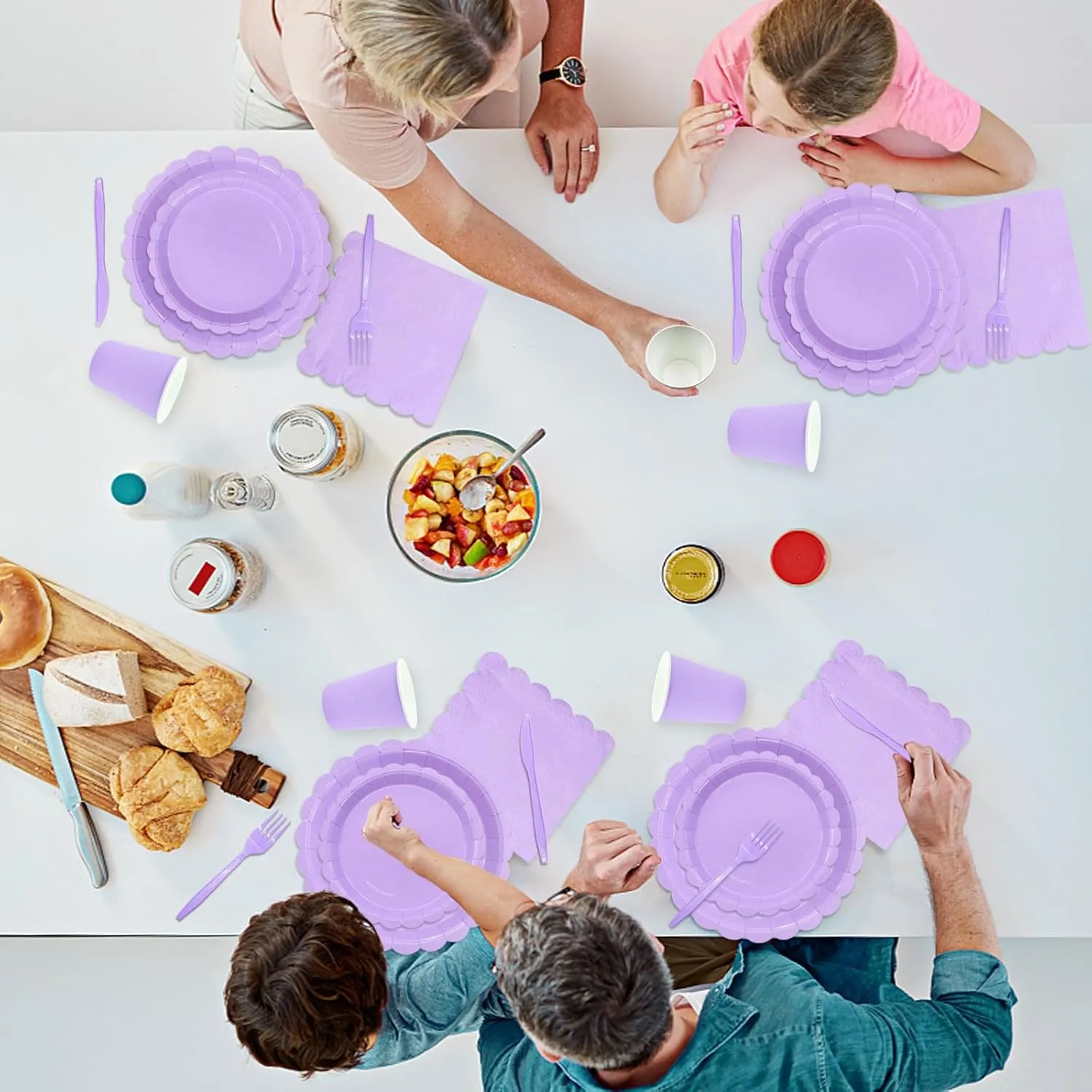 144Pcs Purple Party Supplies Purple Party Tableware Sets Serve 24 Guests Includes Paper Plates Cups Napkins For Wedding Baby Shower Birthday Party Decorations