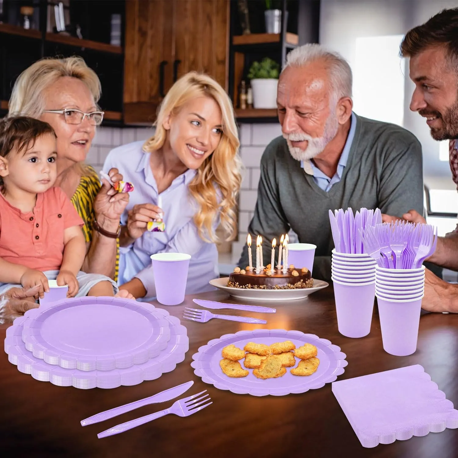 144Pcs Purple Party Supplies Purple Party Tableware Sets Serve 24 Guests Includes Paper Plates Cups Napkins For Wedding Baby Shower Birthday Party Decorations