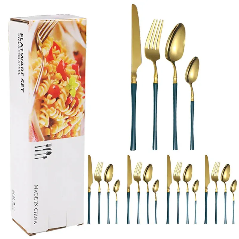 16 Piece Stainless Steel Hotel Tableware Set