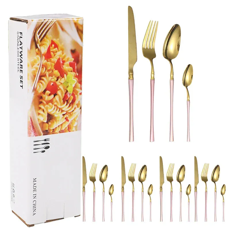 16 Piece Stainless Steel Hotel Tableware Set