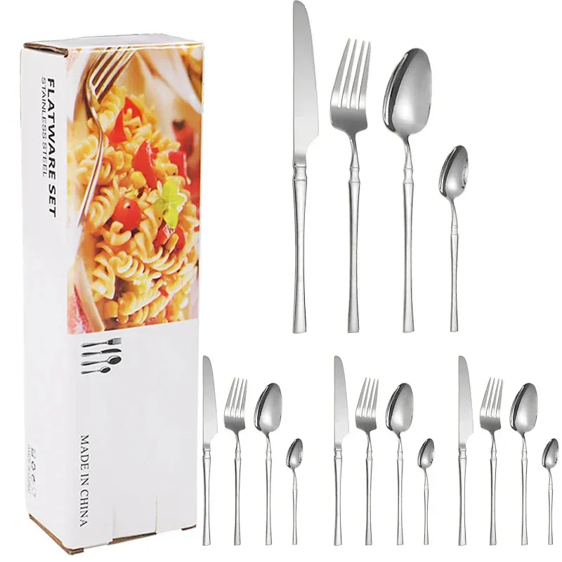 16 Piece Stainless Steel Hotel Tableware Set