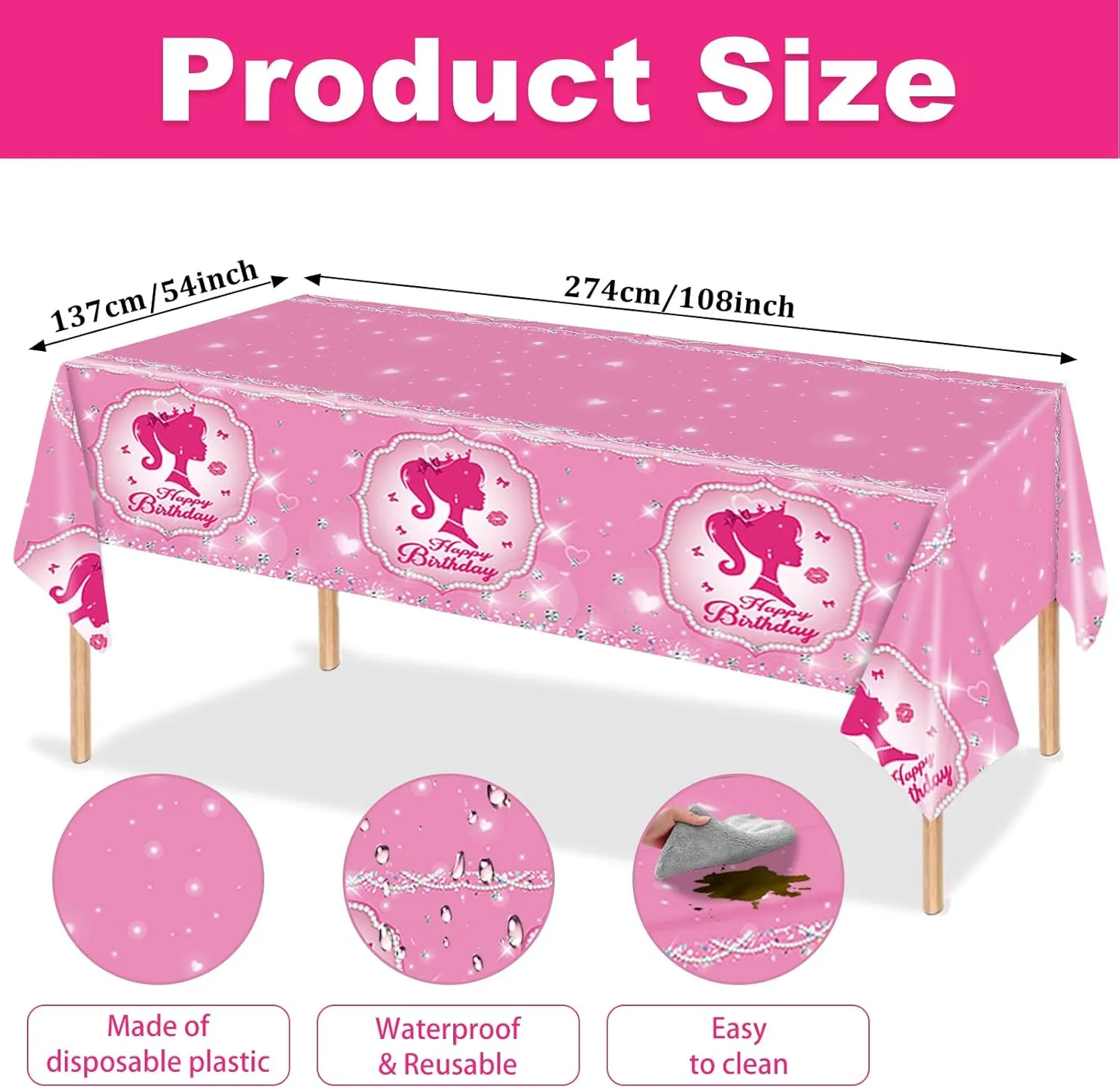 161CT Pink Girl Babe Happy Birthday Party Supplies Babe Head Paper Plates Cups Straw Napkins Spoon Fork knives Tablecloth Hot Pink Girl Party Decorations Tableware for 20 Guests for Bday Baby Shower