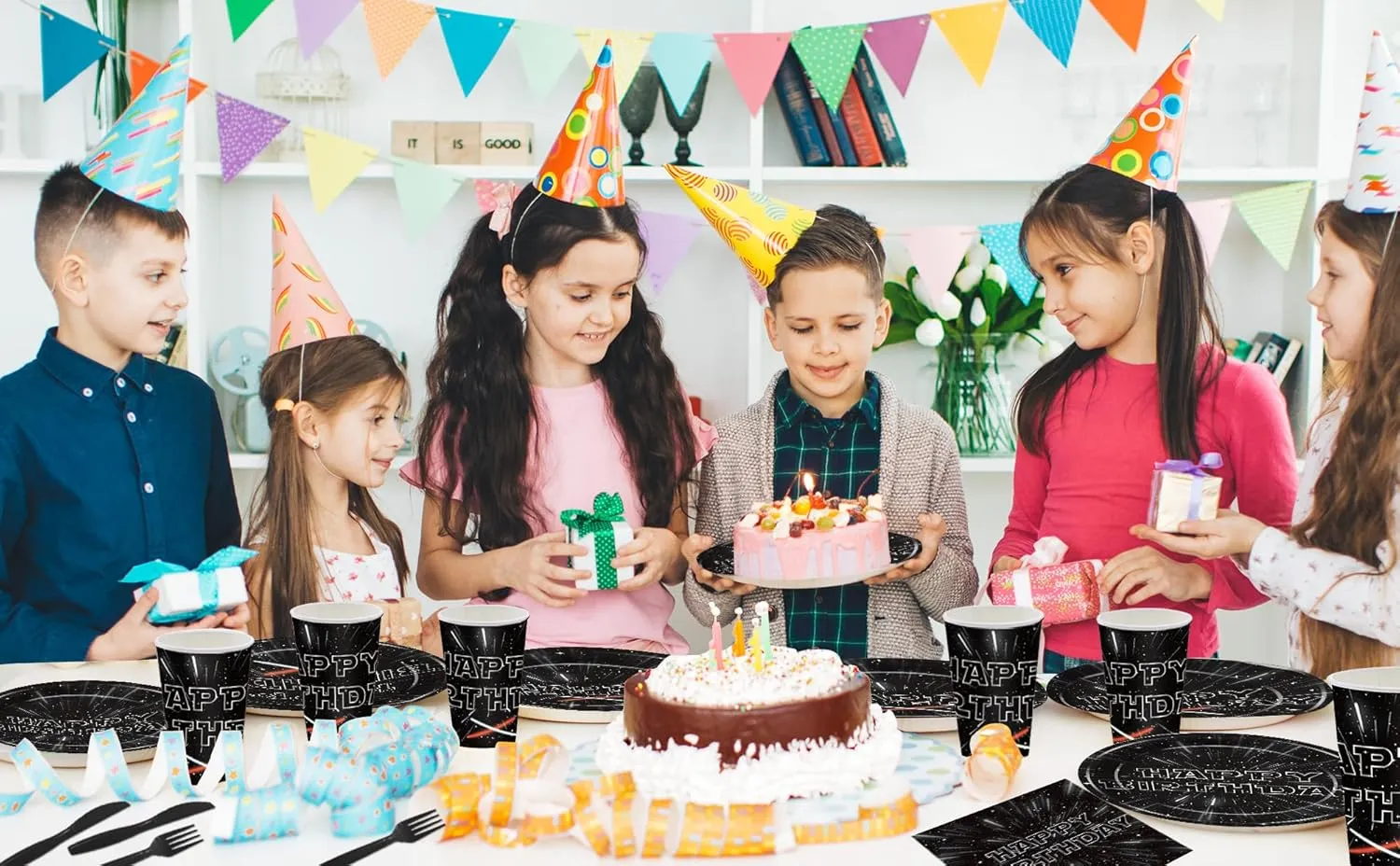 168Pcs Stars Birthday Party Supplies Outer Space Theme Paper Party Decorations Galaxy Plates and Napkins Tableware Set for Boys Baby Shower Night Sky Galaxy Theme Birthday Decor