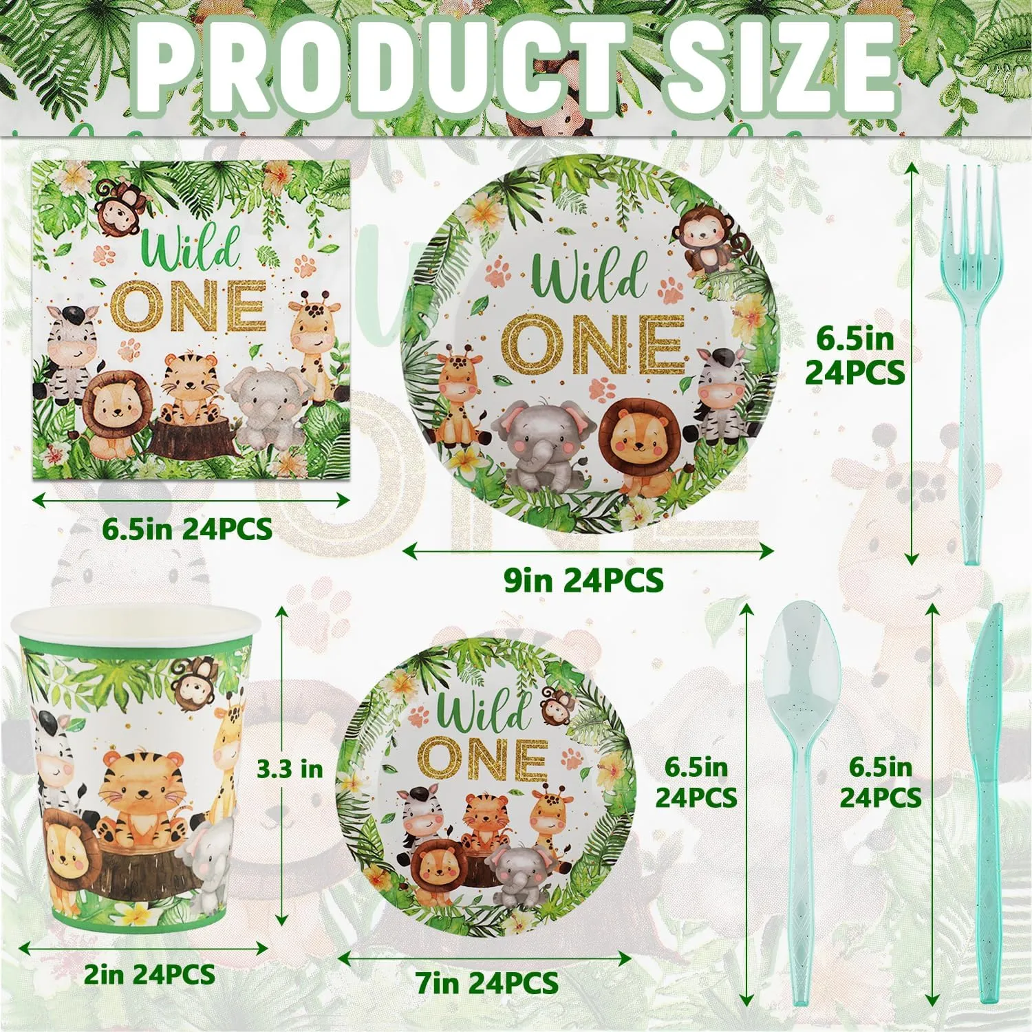 168Pcs Woodland Creatures Forest Animal Theme Party Supplies,Disposable Tableware Set,Include Plates Cups Napkins,Safari Jungle Wild Animal Paper Plates Set for Baby Shower Birthday Party Serves 24