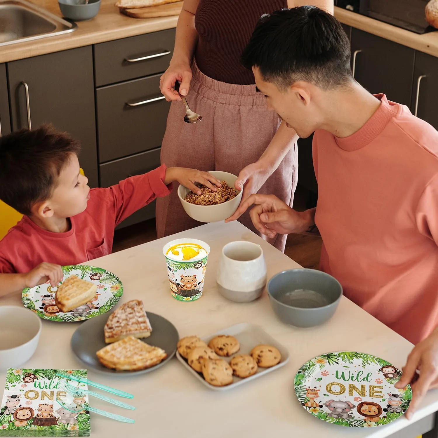 168Pcs Woodland Creatures Forest Animal Theme Party Supplies,Disposable Tableware Set,Include Plates Cups Napkins,Safari Jungle Wild Animal Paper Plates Set for Baby Shower Birthday Party Serves 24