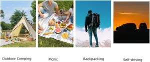 1SET Outdoor Camping Tableware Set with Storage Bag Portable Hiking Stainless Steel Tableware(Silver3B)
