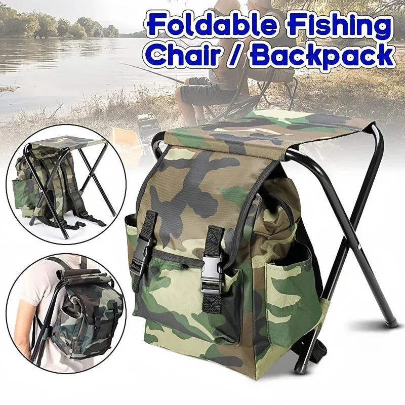 2-in-1 Chair Foldable Fast dispatch Lightweight Camping Stool & – Outdoor Backpack Fishing Seamless delivery