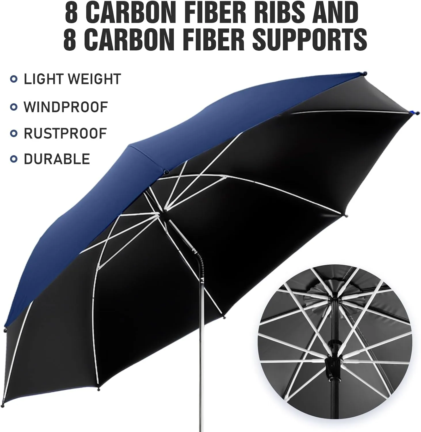 2 PACK Beach Umbrella with Clamp, 360 ° Adjustable Umbrellas for Chair, UPF50  Umbrella for Beach Chair, Patio Chair, Wheelchair, Camping Chair, Golf Carts (Chair Not Included)