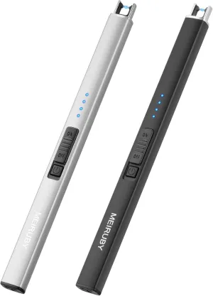 2 Pack Electric Candle Lighter - Long, Rechargeable, Arc, Windproof, Flameless Lighters for Candle, Camping, BBQ, Birthday Gifts