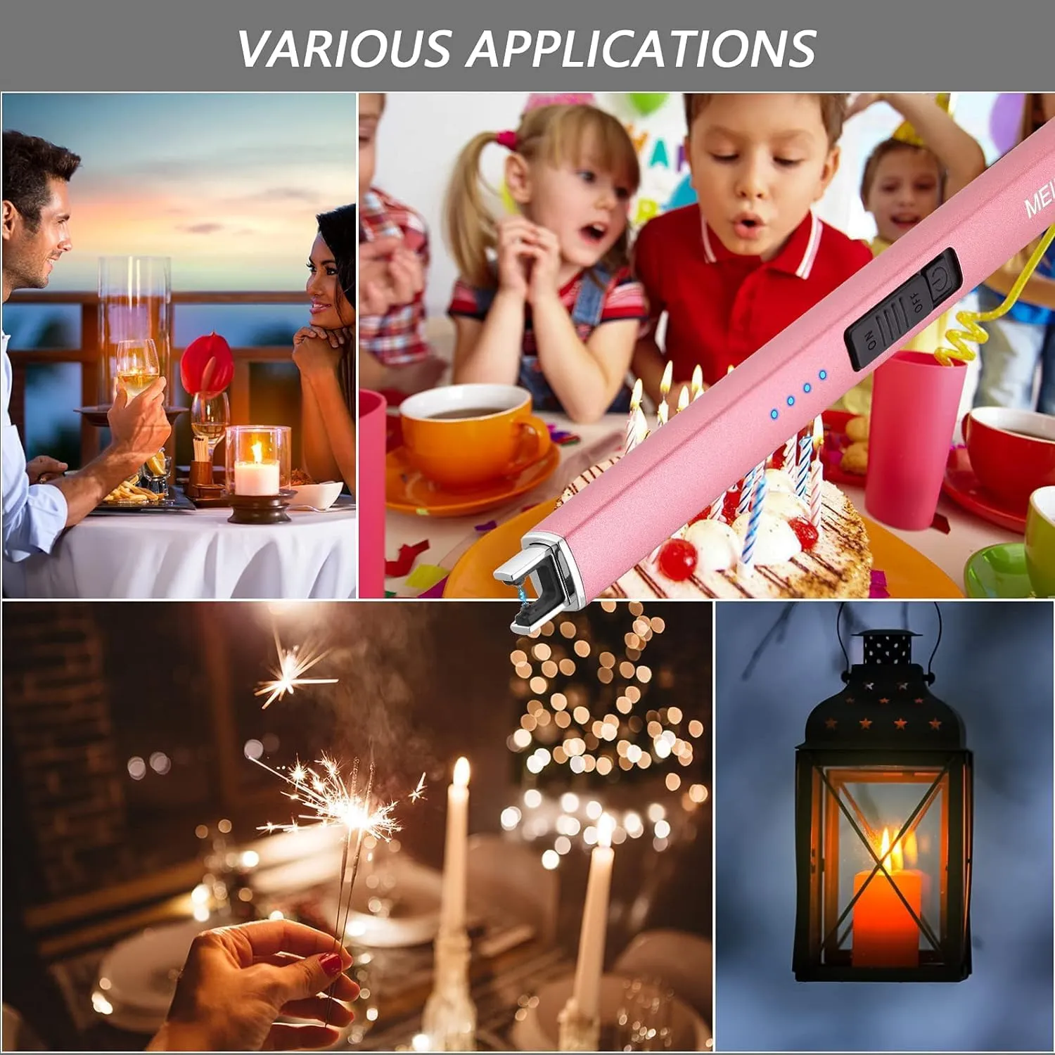 2 Pack Electric Candle Lighter - Long, Rechargeable, Arc Windproof, Flameless Lighters for Candle, Camping, BBQ, Birthday Gifts
