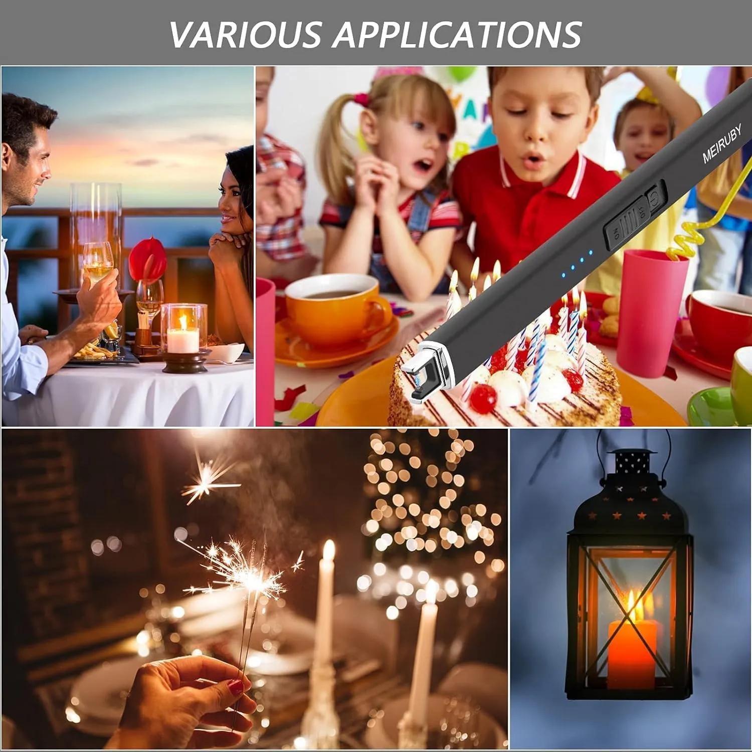 2 Pack Electric Candle Lighter - Long, Rechargeable, Arc, Windproof, Flameless Lighters for Candle, Camping, BBQ, Birthday Gifts