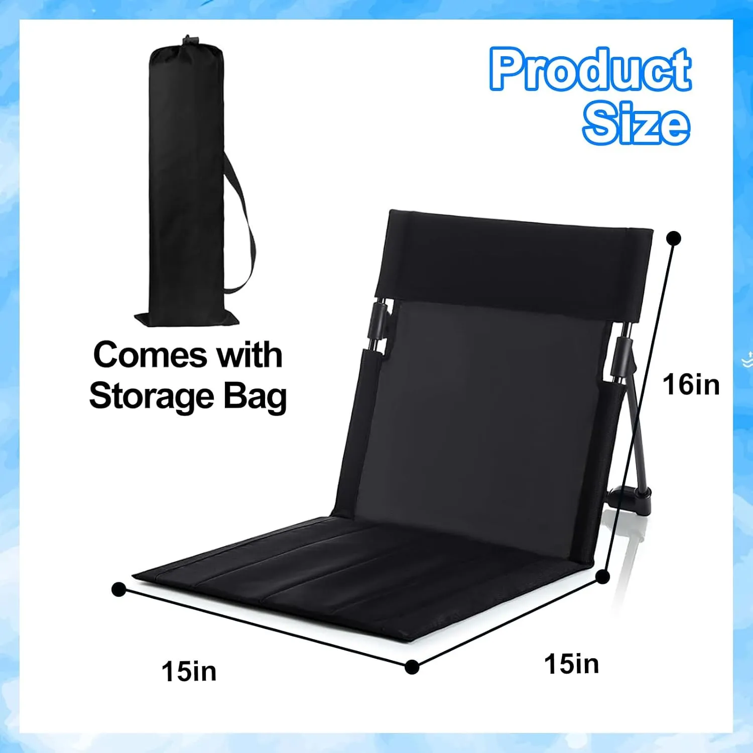 2 Pack Foldable Seat for Poolside Chairs, Portable Outdoor Poolside Chairs for Edge of Pool, Beach Chair, SwimmingPool Accessories, Pool Seats for Edge,Beach Camping Picnic Lawn Accessories-Black