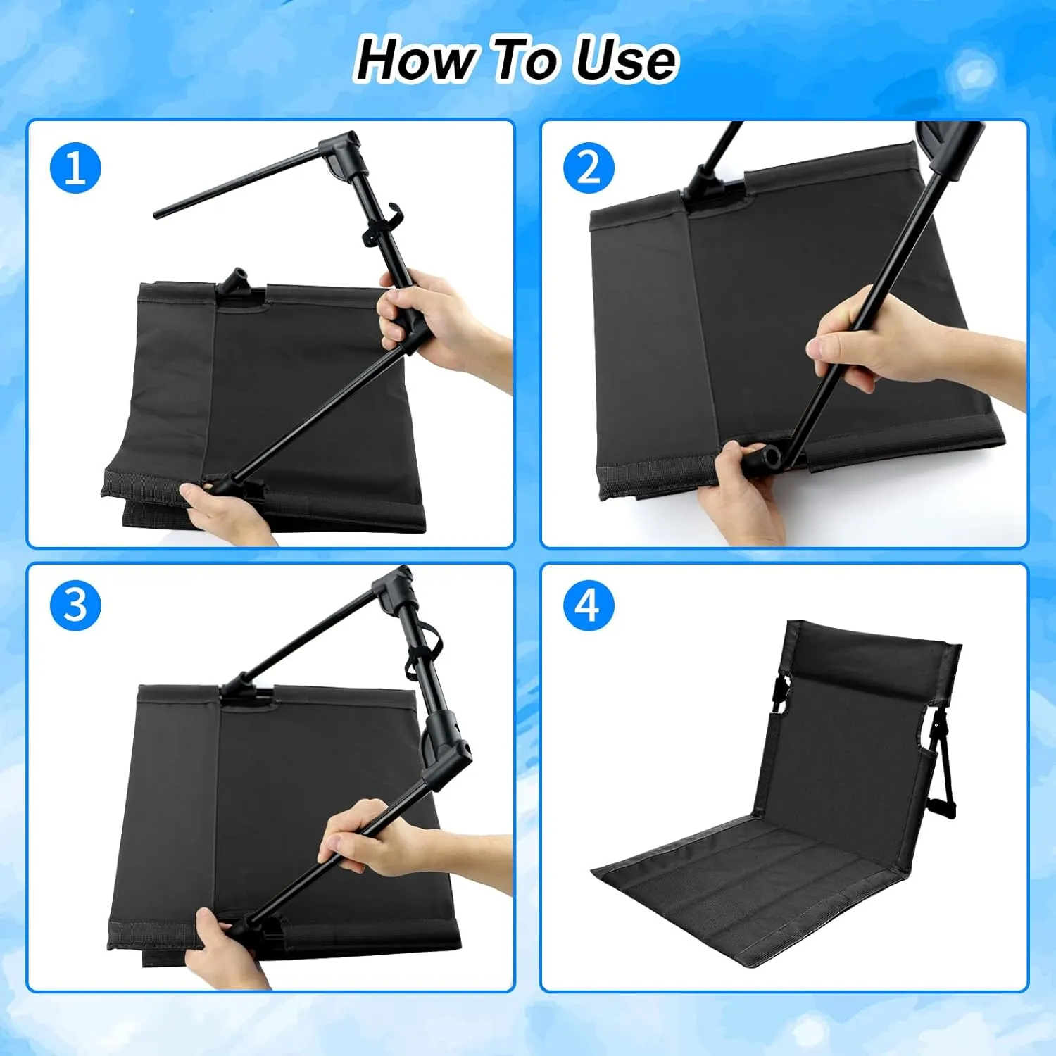 2 Pack Foldable Seat for Poolside Chairs, Portable Outdoor Poolside Chairs for Edge of Pool, Beach Chair, SwimmingPool Accessories, Pool Seats for Edge,Beach Camping Picnic Lawn Accessories-Black