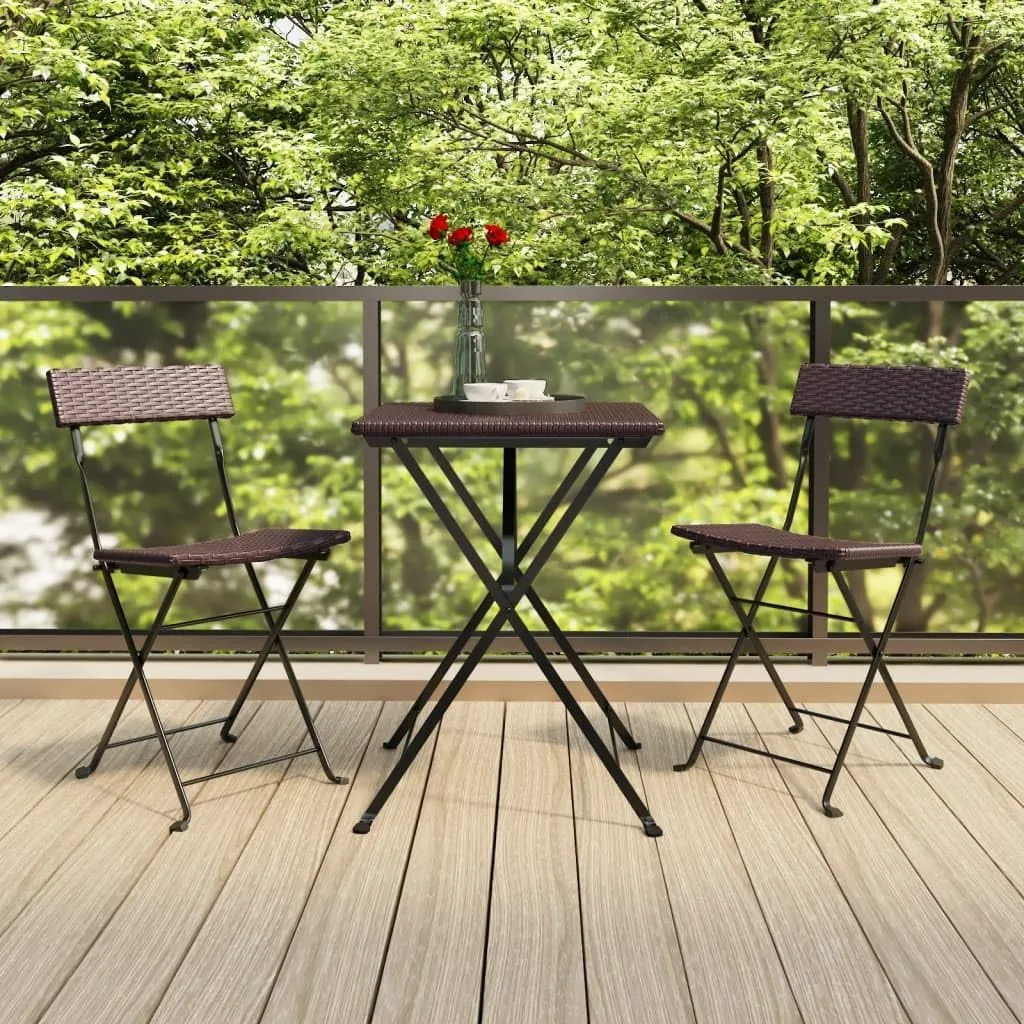 2 Pack Folding Bistro Chairs Brown PE Rattan Steel Frame Patio Furniture Outdoor Chairs for Garden Terrace Beach Camping (15.7x17.7x31.1 Inch)