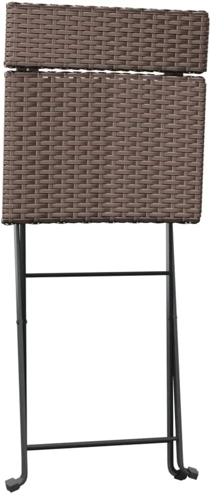 2 Pack Folding Bistro Chairs Brown PE Rattan Steel Frame Patio Furniture Outdoor Chairs for Garden Terrace Beach Camping (15.7x17.7x31.1 Inch)