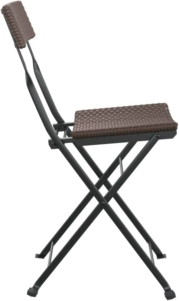 2 Pack Folding Bistro Chairs Brown PE Rattan Steel Frame Patio Furniture Outdoor Chairs for Garden Terrace Beach Camping (15.7x17.7x31.1 Inch)