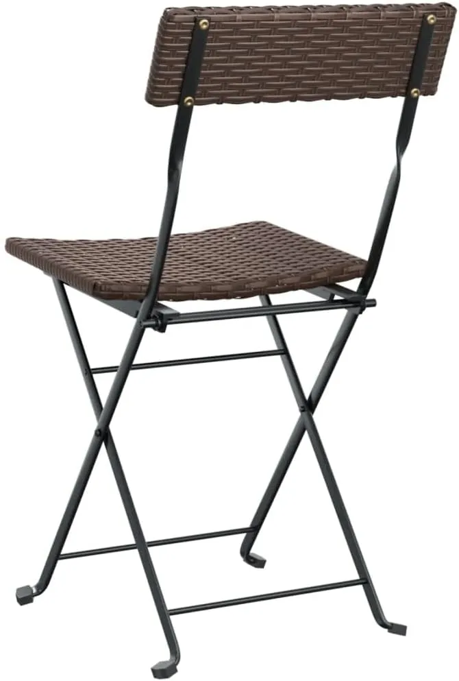 2 Pack Folding Bistro Chairs Brown PE Rattan Steel Frame Patio Furniture Outdoor Chairs for Garden Terrace Beach Camping (15.7x17.7x31.1 Inch)