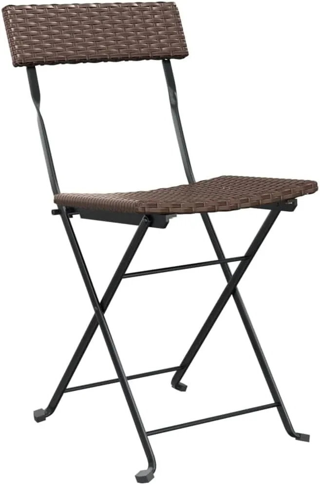 2 Pack Folding Bistro Chairs Brown PE Rattan Steel Frame Patio Furniture Outdoor Chairs for Garden Terrace Beach Camping (15.7x17.7x31.1 Inch)