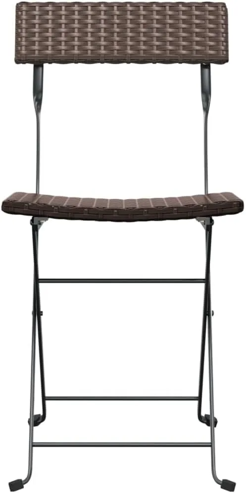 2 Pack Folding Bistro Chairs Brown PE Rattan Steel Frame Patio Furniture Outdoor Chairs for Garden Terrace Beach Camping (15.7x17.7x31.1 Inch)