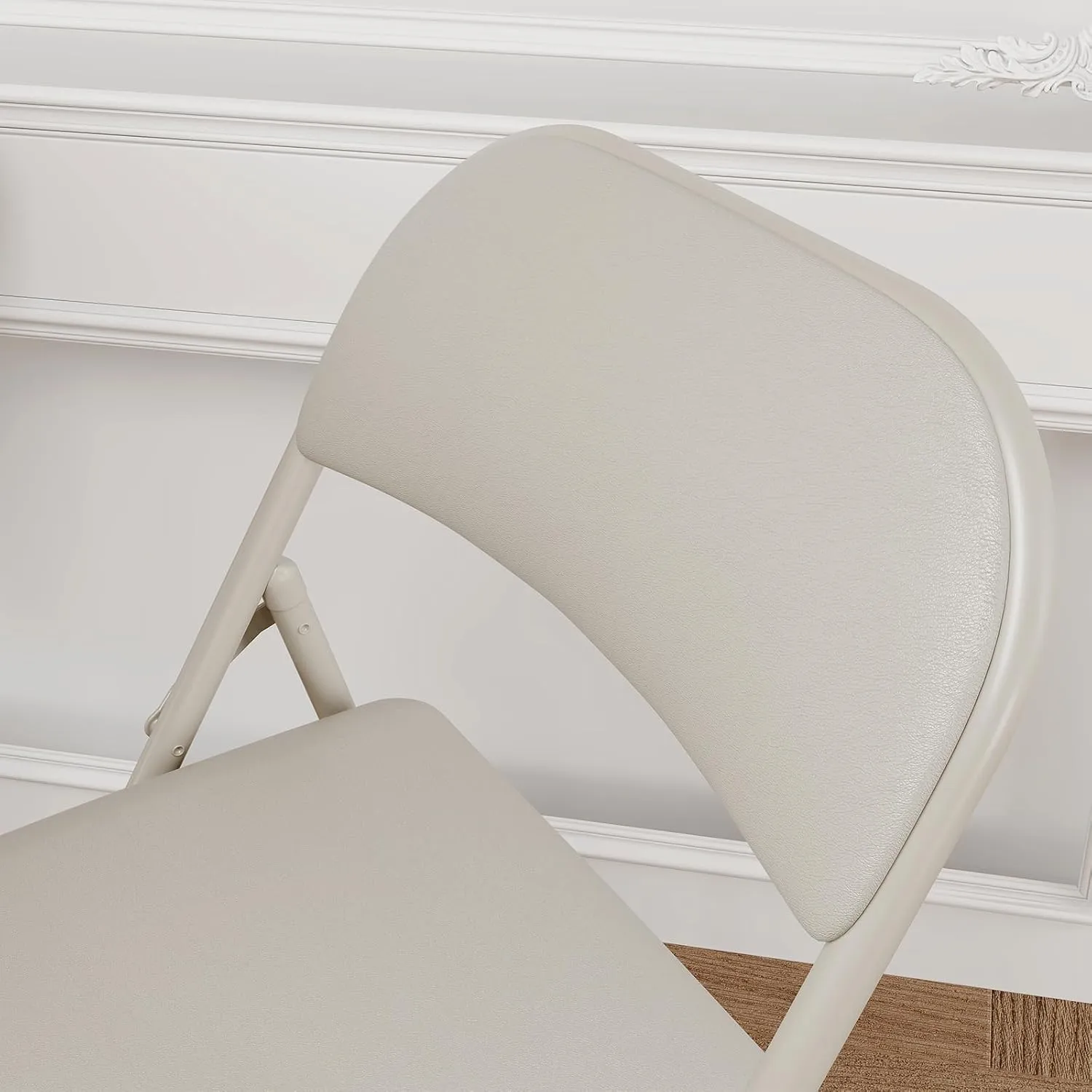 2 Pack Folding Chairs with Padded Cushions, Padded Foldable Chair Hold Up to 350 Pounds, Portable Beige Folding Chair Suitable for Dining Room, Home Office, Indoor and Outdoor Events