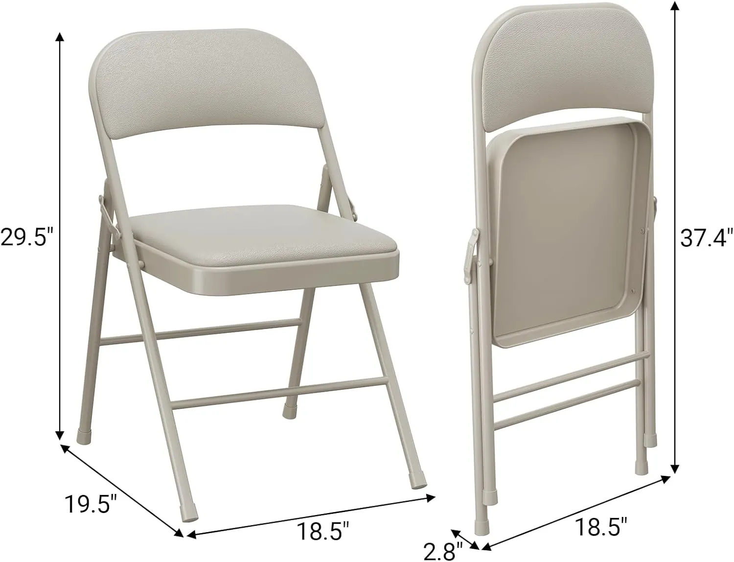 2 Pack Folding Chairs with Padded Cushions, Padded Foldable Chair Hold Up to 350 Pounds, Portable Beige Folding Chair Suitable for Dining Room, Home Office, Indoor and Outdoor Events