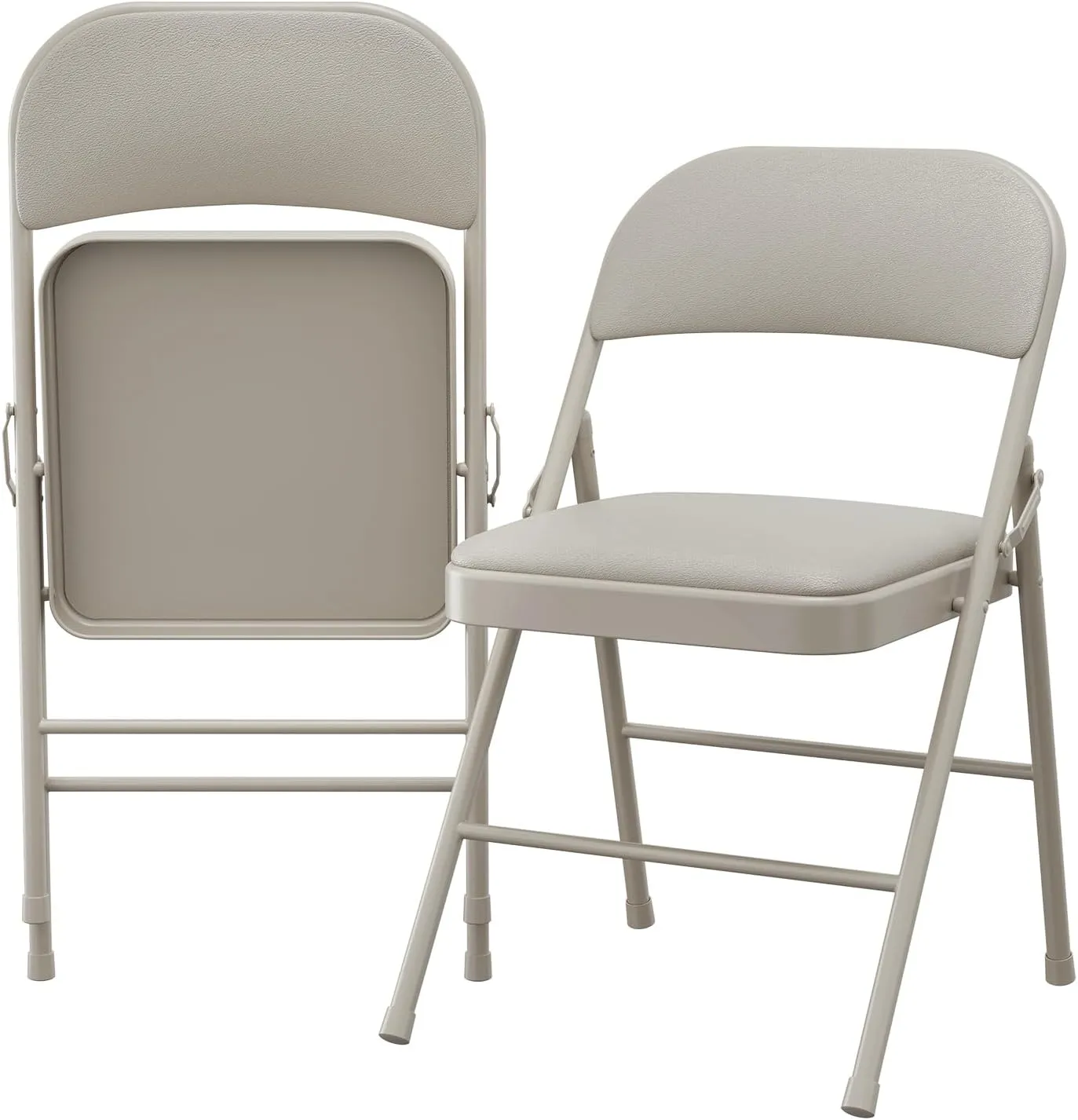 2 Pack Folding Chairs with Padded Cushions, Padded Foldable Chair Hold Up to 350 Pounds, Portable Beige Folding Chair Suitable for Dining Room, Home Office, Indoor and Outdoor Events