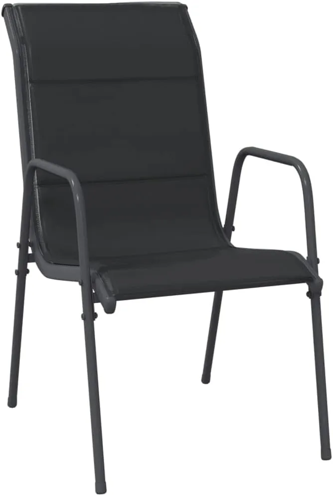 2-Pack Patio Chairs Steel Textilene Outdoor Lounge Chairs Black for Backyard, Beach, Camping - Durable Weather-Resistant Furniture with Padded Seating