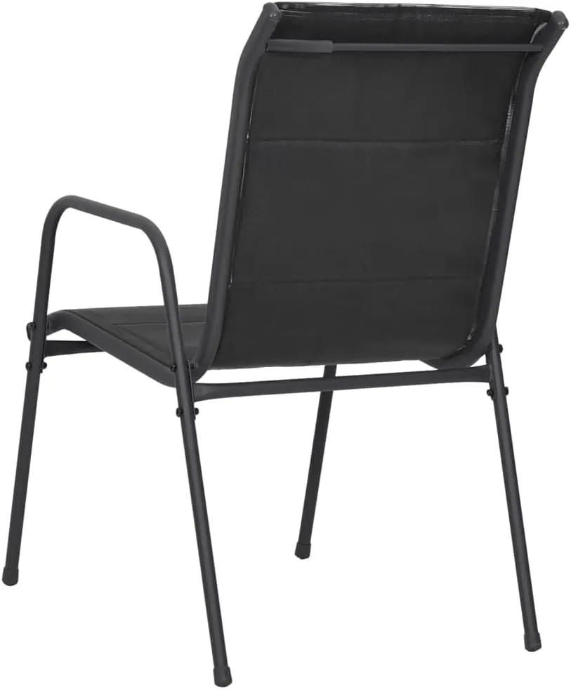 2-Pack Patio Chairs Steel Textilene Outdoor Lounge Chairs Black for Backyard, Beach, Camping - Durable Weather-Resistant Furniture with Padded Seating