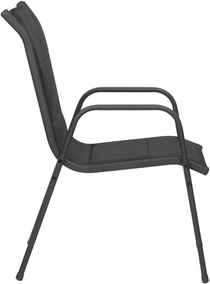 2-Pack Patio Chairs Steel Textilene Outdoor Lounge Chairs Black for Backyard, Beach, Camping - Durable Weather-Resistant Furniture with Padded Seating
