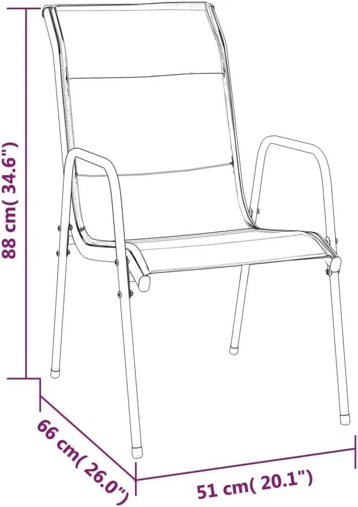 2-Pack Patio Chairs Steel Textilene Outdoor Lounge Chairs Black for Backyard, Beach, Camping - Durable Weather-Resistant Furniture with Padded Seating