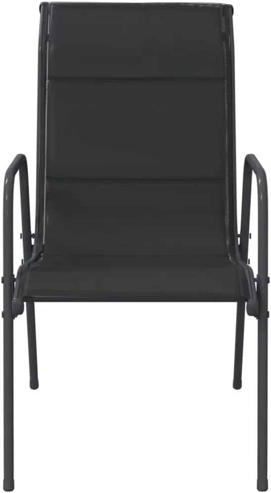 2-Pack Patio Chairs Steel Textilene Outdoor Lounge Chairs Black for Backyard, Beach, Camping - Durable Weather-Resistant Furniture with Padded Seating