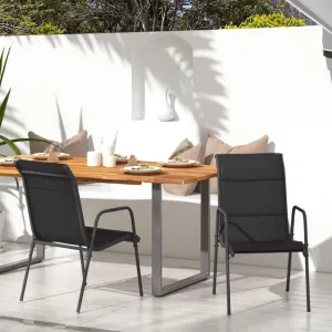 2-Pack Patio Chairs Steel Textilene Outdoor Lounge Chairs Black for Backyard, Beach, Camping - Durable Weather-Resistant Furniture with Padded Seating