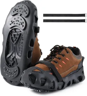 2 Pairs Non Slip Gripper Spikes for Shoes, Ice Traction Cleats with 8 Steel Studs Crampon for Walking On Snow and Ice, Shoe Spikes for ice Fishing, Hiking, Snow Shoveling