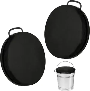 2 Pcs 5 Gallon Bucket Seats Bucket Lid, 360 Degree Swivel Bucket Seat 2 Inch Thick Black Padded Cushion Lid with Waterproof Cover for Dove Duck Hunting Fishing Baseball Gardening and Camping